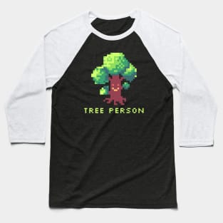 Tree Person Pixel Art Baseball T-Shirt